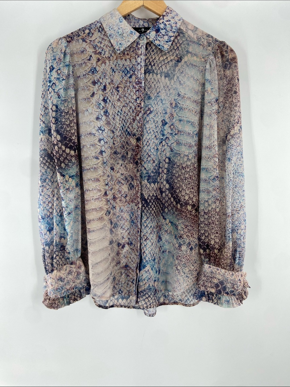 7 for all mankind Snakeskin Button Down Blouse Size S Gently Used